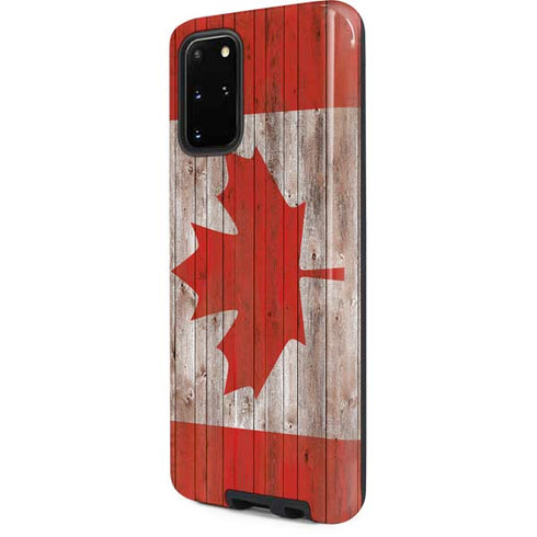Canadian Flag Dark Wood Galaxy S20 Plus Pro Case